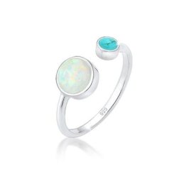 Elli Fingerring Geo Opal Howlith Boho Offen Verstellbar 925 Silber