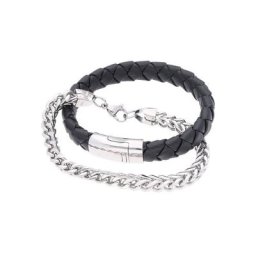 Firetti Armband Set Glanz, massiv, geflochten, schwarz (Set, 2-tlg)