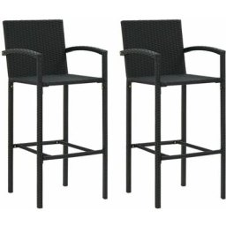 Barhocker 2 Stk. Schwarz Poly Rattan Vidaxl Schwarz
