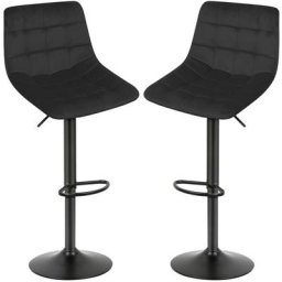 Dyhf - 2er-Set Barhocker aus Samt - Barstuhl Tresenhocker Küchenstühle Chrom Schwarz