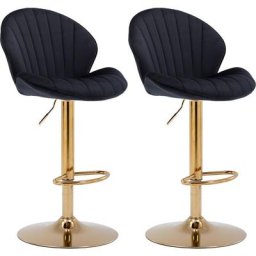 2er Set Barhocker moderner Bistrohocker mit Lehne höhenverstellbar Barstuhl für Kücheninsel, Samt,