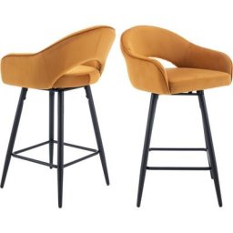 2er Set Barhocker 360°drehbar Barstuhl mit Rückenlehne Thekenhocker mit Metallbeine für
