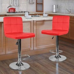 2er Set Barhocker Barstuhl Loungesessel Barsessel Stuhl Kunstleder Rot