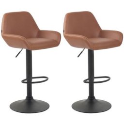 CLP - 2er Set Barhocker Braga Kunstleder-hellbraun-Schwarz