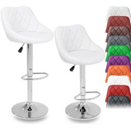 Tresko - 2er Set Barhocker Barstuhl Tresenhocker Küchenhocker Hocker Loungesessel 2x weiß