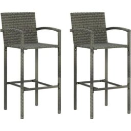 Barhocker 2 Stk. Grau Poly Rattan Vidaxl Grau