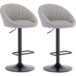 2er Set Barhocker Barstuhl aus Handtuchstoff Tresenhocker Höhenverstellbar für Kücheninsel, Grau