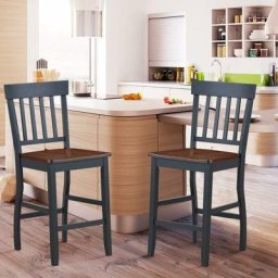 2er-Set Barstuhl Massivholz, Barhocker Stuhl Venice, Esszimmerstühle mit 61 cm Sitzhoehe &