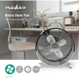 Nedis - tischventilator retro 25CM 20W (FNCL10CR20 m-chrome)