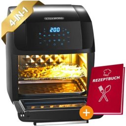4-in1 Heißluftfritteuse 12L 1.500 w mit led Touchscreen 10 automatische Programme inkl. Rezeptbuch