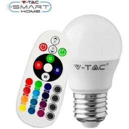 V-tac - E27 rgb+w dimmbare Glühbirne mit Fernbedienung 16 Farben 3.5W Mini Globe VT-2224 -rgb/fredda