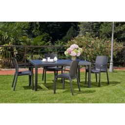 Dmora - Gartenstuhl Torino, Gartensitz, Stuhl für Esstisch, Outdoor-Sessel in Rattan-Optik, 100 %