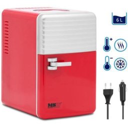 MSW - Mini-Kühlschrank + Warmhaltefunktion Tischkühlschrank 12V/220-240V 5 - 55°C 6L - Rot, Silbern