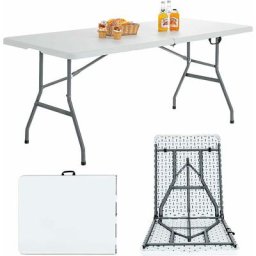 Campingtisch faltbar, 180 x 73 cm, klappbarer Gartentisch bis 150kg belastbar, tragbarer Klapptisch