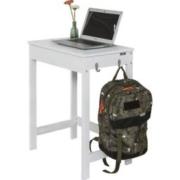 Sobuy - FWT43-W Schreibtisch mit Einer Schublade und 2 Haken Tisch Computertisch Arbeitstisch
