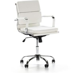 Bürostuhl Fenix mit Liegefunktion Weiß. Synthetisches Leder. Chefsessel mit verdicktem Kissen.