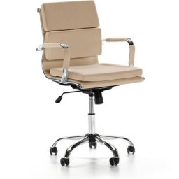 Bürostuhl Fenix mit Liegefunktion Taupe. Synthetisches Leder. Chefsessel mit verdicktem Kissen.