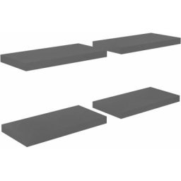 Schwebende Wandregale 4 Stk. Hochglanz-Grau 50x23x3,8cm mdf Vidaxl Grau