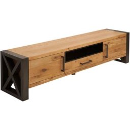Massives TV-Board thor 200cm Wild Eiche geölt Lowboard im Industrial Design Fernsehschrank Natur /