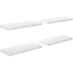 Schwebende Wandregale 4 Stk. Hochglanz-Weiß 60x23,5x3,8cm mdf Vidaxl Weiß