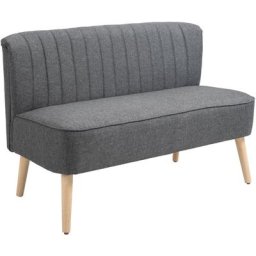 2-Sitzer Stoffsofa Polstersofa Sitzmöbel Loungesofa Holz Schaumstoff Dunkelgrau 117 x 56,5 x 77 cm