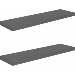 Schwebende Wandregale 2 Stk. Hochglanz-Grau 90x23,5x3,8cm mdf Vidaxl Grau