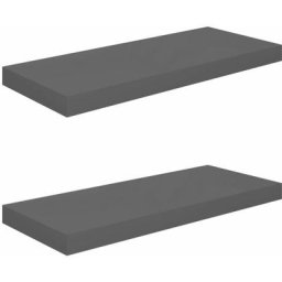 Schwebende Wandregale 2 Stk. Hochglanz-Grau 60x23,5x3,8cm mdf Vidaxl Grau