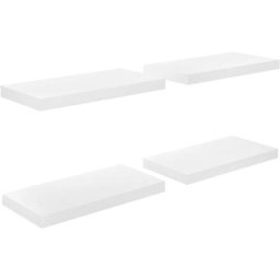 Schwebende Wandregale 4 Stk. Hochglanz-Weiß 50x23x3,8cm mdf Vidaxl Weiß