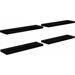 Wandregale Schwebend 4 Stk. Hochglanz-Schwarz 90x23,5x3,8cm mdf Vidaxl Schwarz