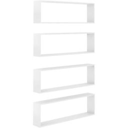 Würfelregale 4 Stk. Hochglanz-Weiß 100x15x30 cm Holzwerkstoff Vidaxl Weiß