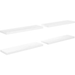 Schwebende Wandregale 4 Stk. Hochglanz-Weiß 90x23,5x3,8cm mdf Vidaxl Weiß