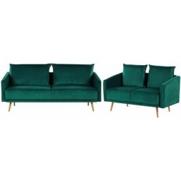 Sofa Set aus Samtstoff Grün 2-Sitzer 3-Sitzer modernes Wohnzimmer-Set Maura - Grün