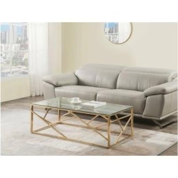 Couchtisch - Glas & Stahl - Goldfarben - athena - Transparent, Goldfarben