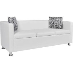 Maisonchic - 3-Sitzer-Sofa Loungesofa Couch Modern Kunstleder Weiß DE82423 - Weiß
