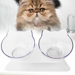 15°Geneigte Haustier Futternapf Fressnapf Katzen Doppelte Katzennäpfe+Erhöhter Ständer
