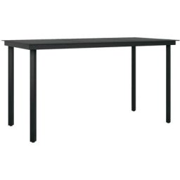 Garten-Esstisch Schwarz 140x70x74 cm Stahl und Glas Vidaxl Schwarz