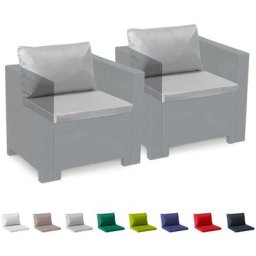 Ersatzkissen für Loungeset Gartenmöbelset Rattan Wasserdicht 2 Plätze Bica Grand Soleil Grau