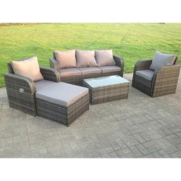 Rattan Gartenmöbel Set 6-Sitzer Gartenlounge Sofa Sitzgruppe Terassenmöbel mit Gartensofa, Sessel,