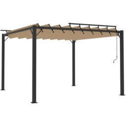 Pavillon mit Lamellendach 3x3 m Taupe Stoff und Aluminium vidaXL - Taupe