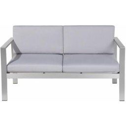 Klassisches Gartensofa für 2 Personen Kunstholz/Polyester hellgrau Salerno - Grau
