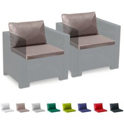 Ersatzkissen für Loungeset Gartenmöbelset Rattan Wasserdicht 2 Plätze Bica Grand Soleil Braun