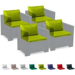 Ersatzkissen für Loungeset Gartenmöbelset Rattan Wasserdicht 4 Plätze Bica Grand Soleil Grün Anis