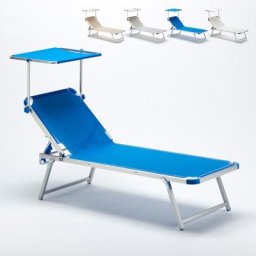 Aluminium Strandliege mit Sonnendach Nettuno Blau