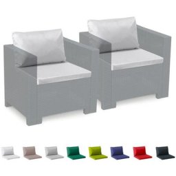 Ersatzkissen für Loungeset Gartenmöbelset Rattan Wasserdicht 2 Plätze Bica Grand Soleil Weiß