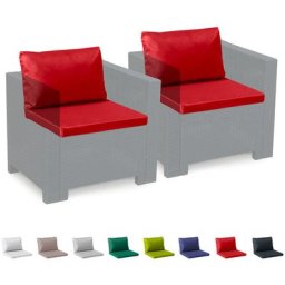 Ersatzkissen für Loungeset Gartenmöbelset Rattan Wasserdicht 2 Plätze Bica Grand Soleil Rot