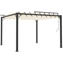 Pavillon mit Lamellendach 3x3 m Creme Stoff und Aluminium vidaXL - Creme