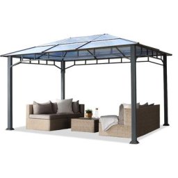 Gartenpavillon 3x4 m Aluminium Gestänge Polycarbonat Dach 8mm Pavillon Gartenzelt ohne Seitenteile
