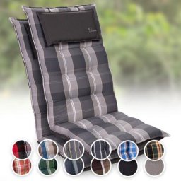 Sylt Polsterauflage Sesselauflage Hochlehner Kopfkissen Polyester 50x120x9cm - Grau / Weiß
