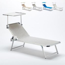 Aluminium Strandliege mit Sonnendach Nettuno Grau