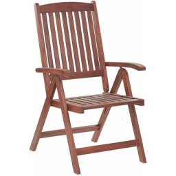 Gartenstuhl dunkelbraun Akazienholz Verstellbar Rustikal Toscana - Dunkler Holzfarbton
